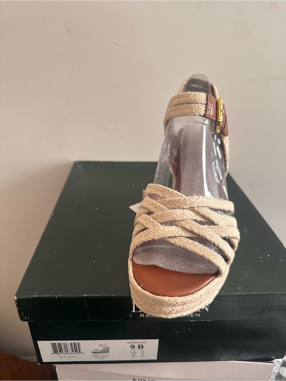 Lauren Ralph Lauren Natural Beige Braided Espadrille Wedge Sandals - Picture 4 of 5
